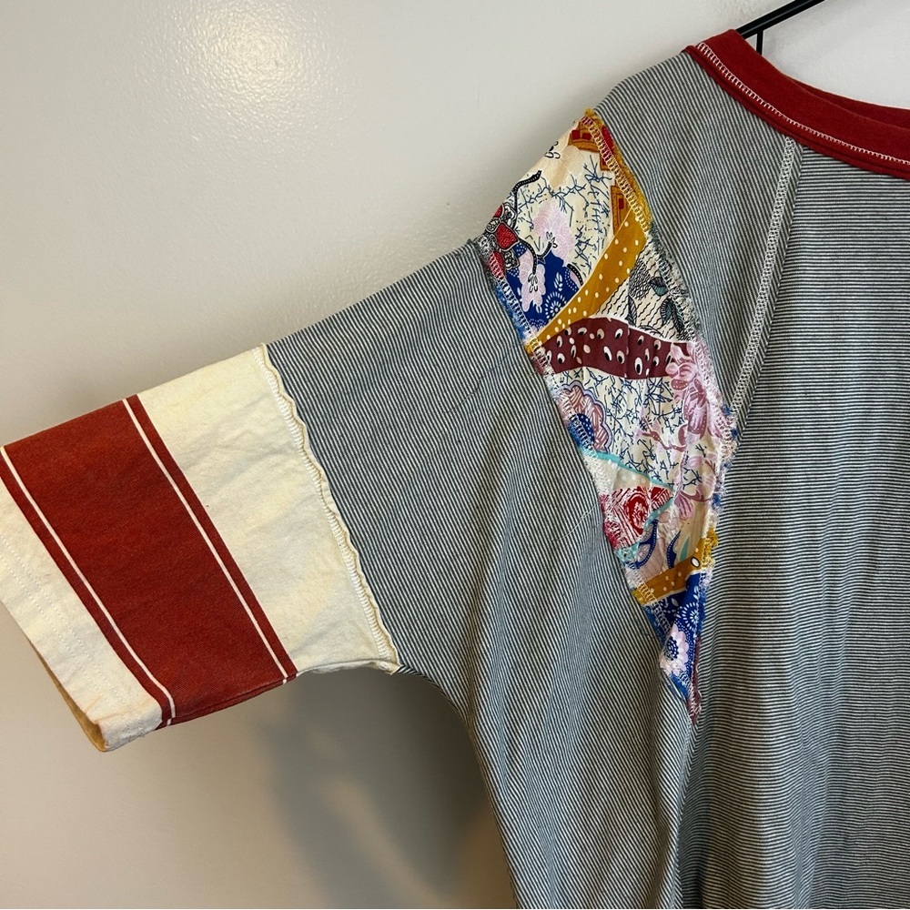 Easel Britt Patchwork Mixed Print Multi Color Str… - image 4